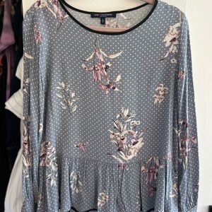 One Clothing Gray and Pink Floral Blouse